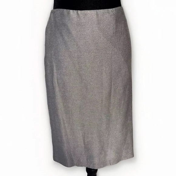 LINDA ALLARD ELLEN TRACY Skirt Suit Set SZ 4 Gold Silver Metallic Work Wedding - Picture 5 of 10